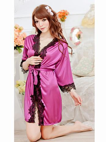 Lotus Lace Silky Lingerie Robe