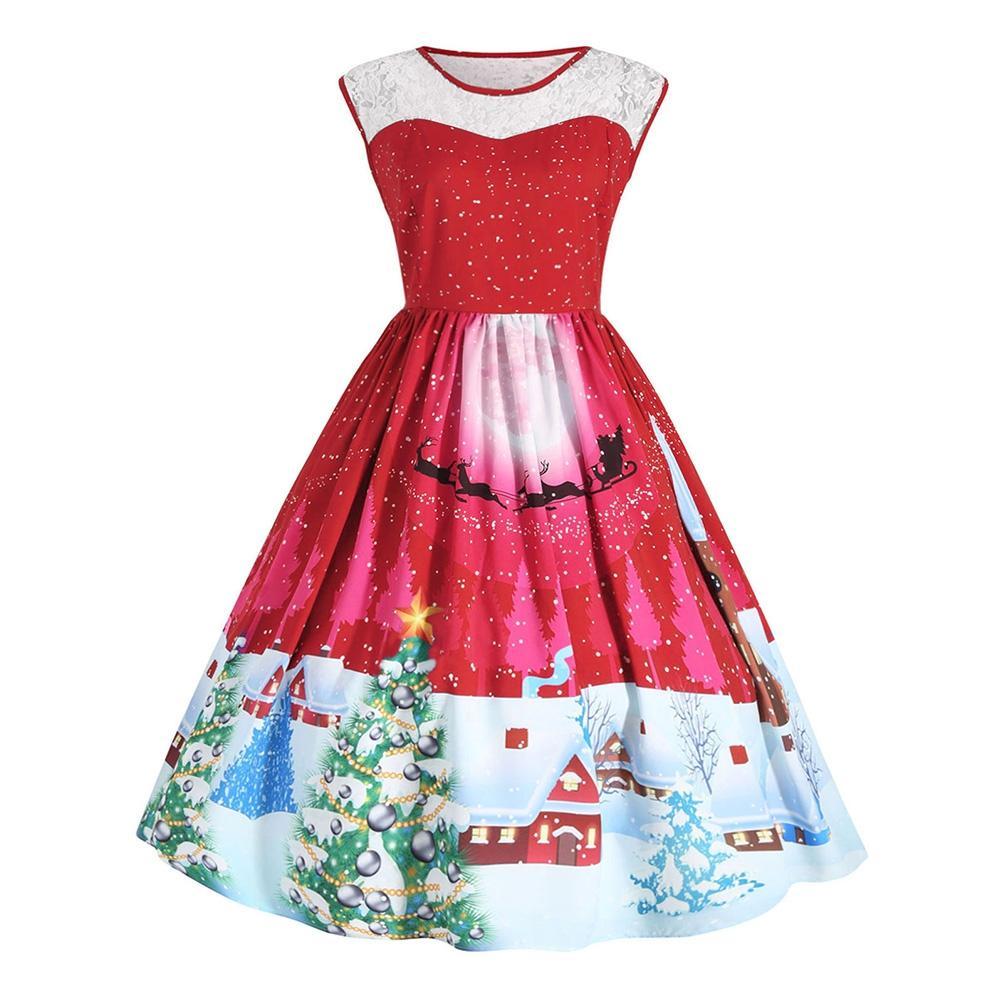 Ärmelloses Weihnachtsfeierkleid in Übergröße