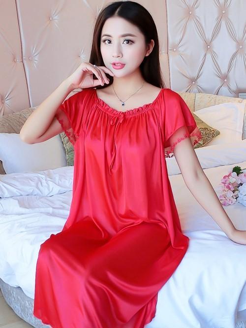 Silky Mesh Ruffle Nightgown