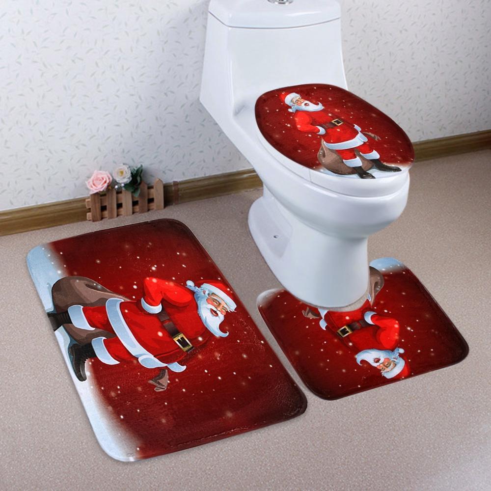 Juego de baño Papá Noel sonriente rojo