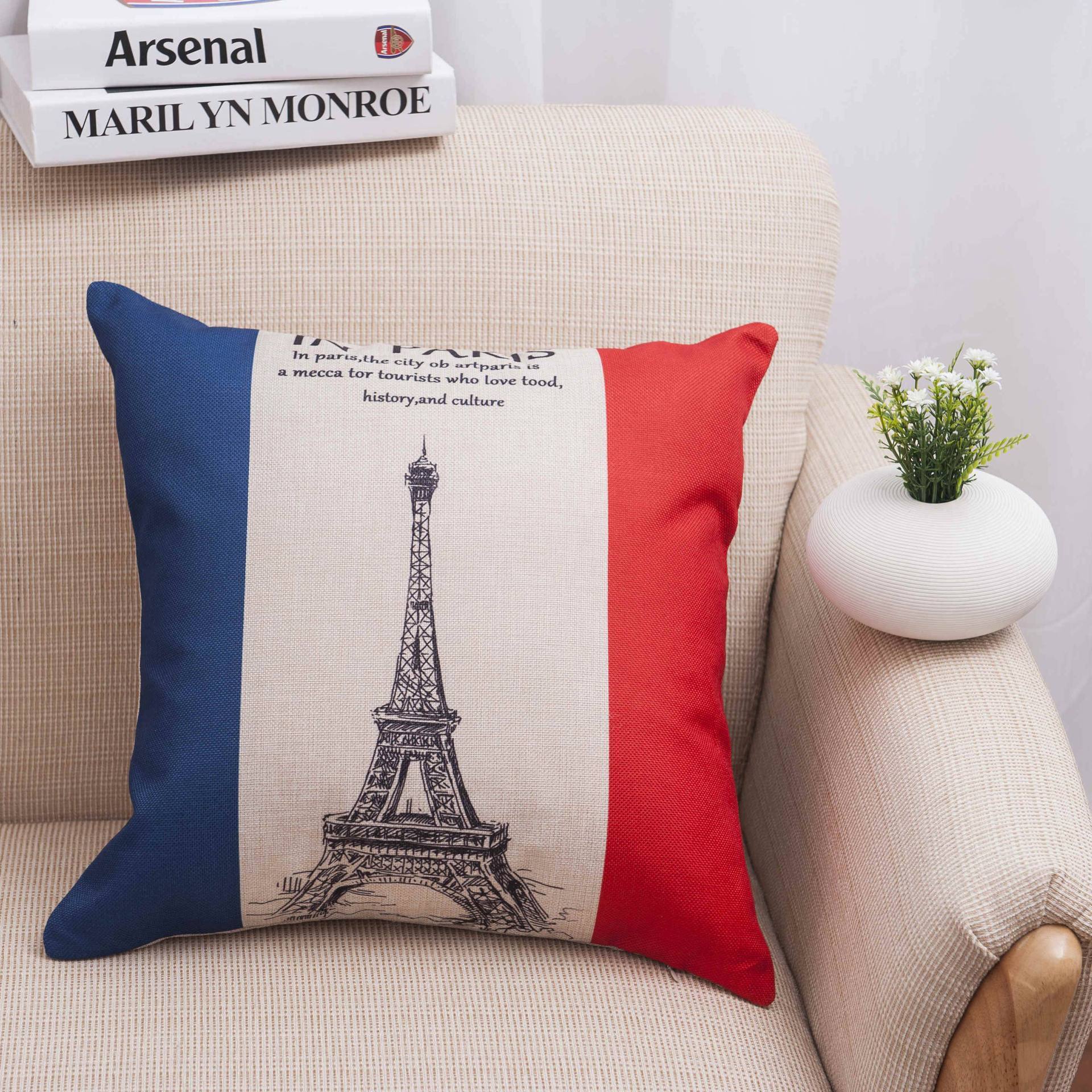 Penutup bantal patriotik putih dan biru