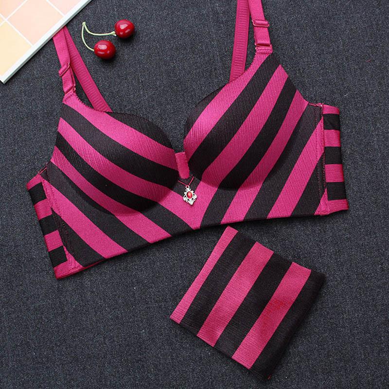 Striped Longline Push Up Bra