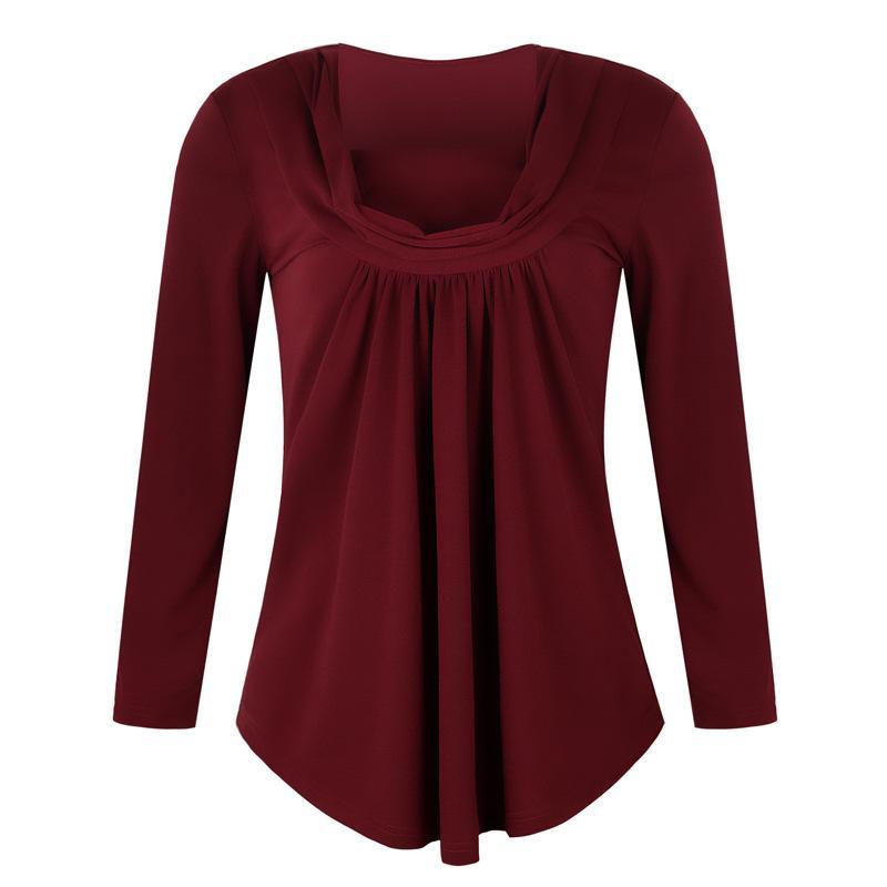 Ruched Collar Floral Print Blouse-Dark Red-Theone Apparel