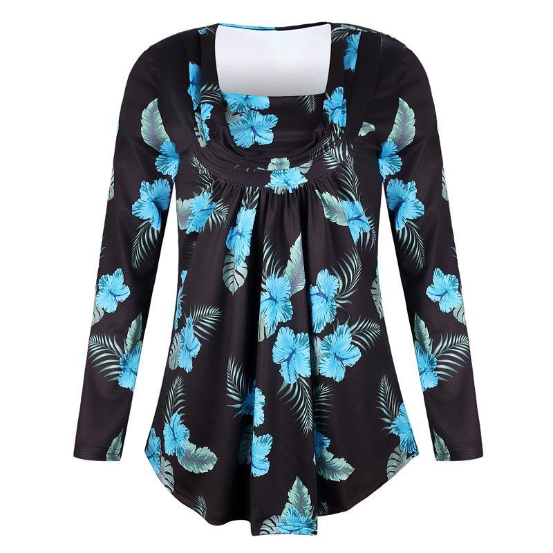 Blusa con estampado floral y cuello fruncido