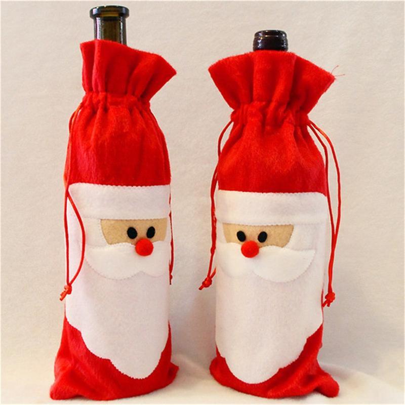 Santa Claus Red Wine Bottle Covers-Red/White-Theone Apparel