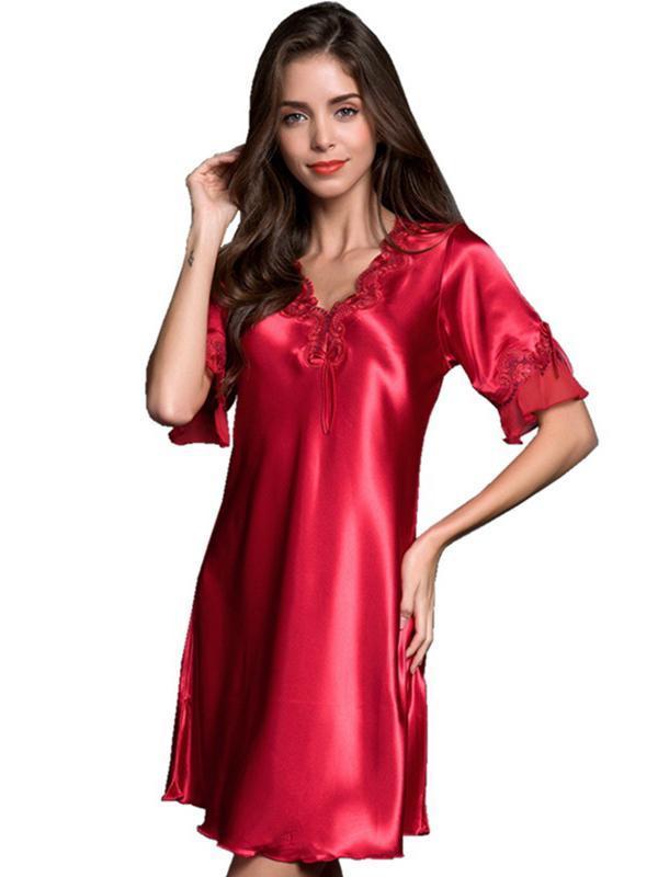 Satiny Ruffles Nightgown - Theone Apparel