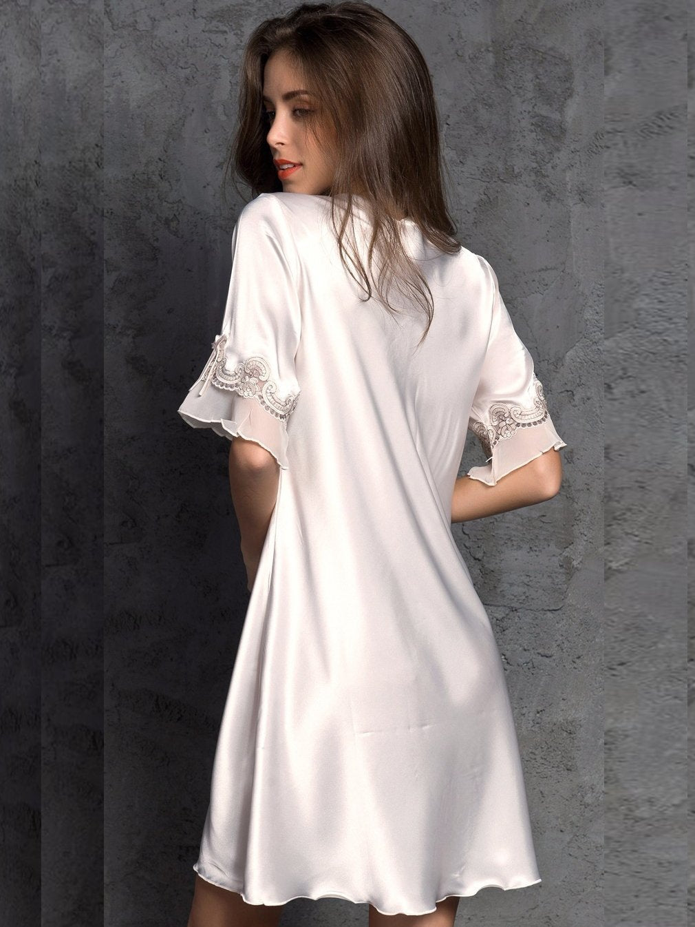 Satiny Ruffles Nightgown - Theone Apparel