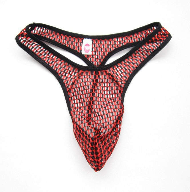Scaly Geo Print Thong for Men-Red-Theone Apparel