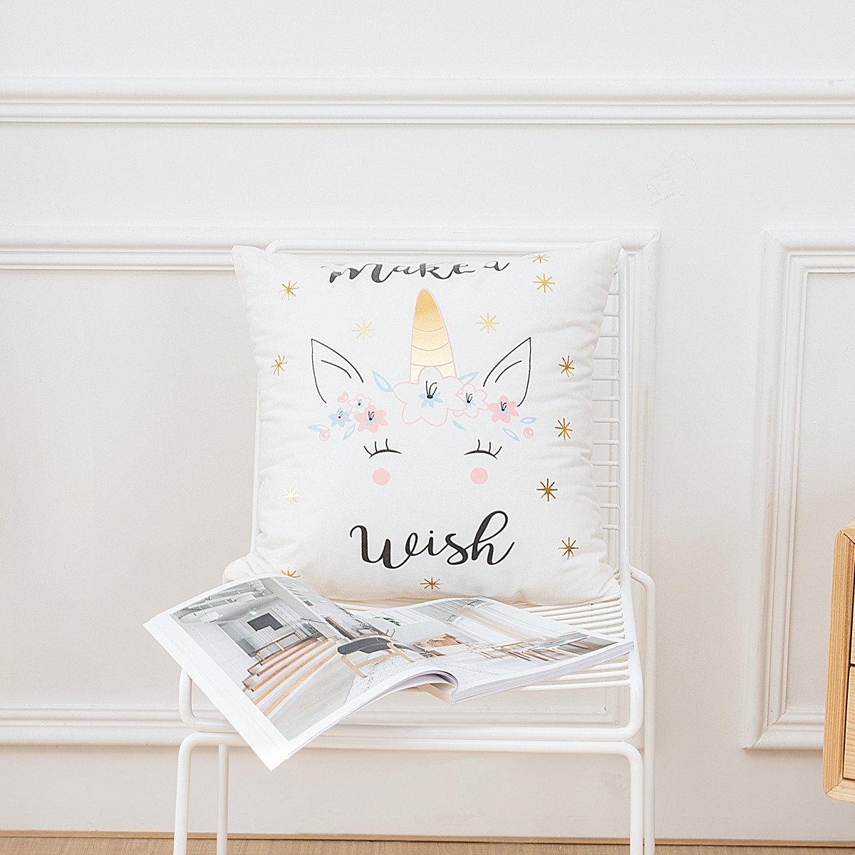 Scripted Gold Foil Pillow Covers