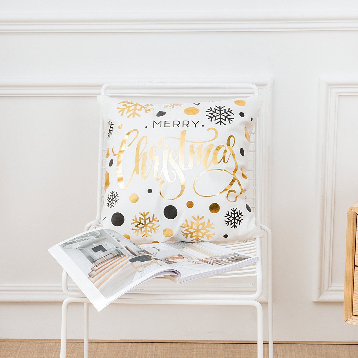 Scripted Gold Foil Pillow Covers