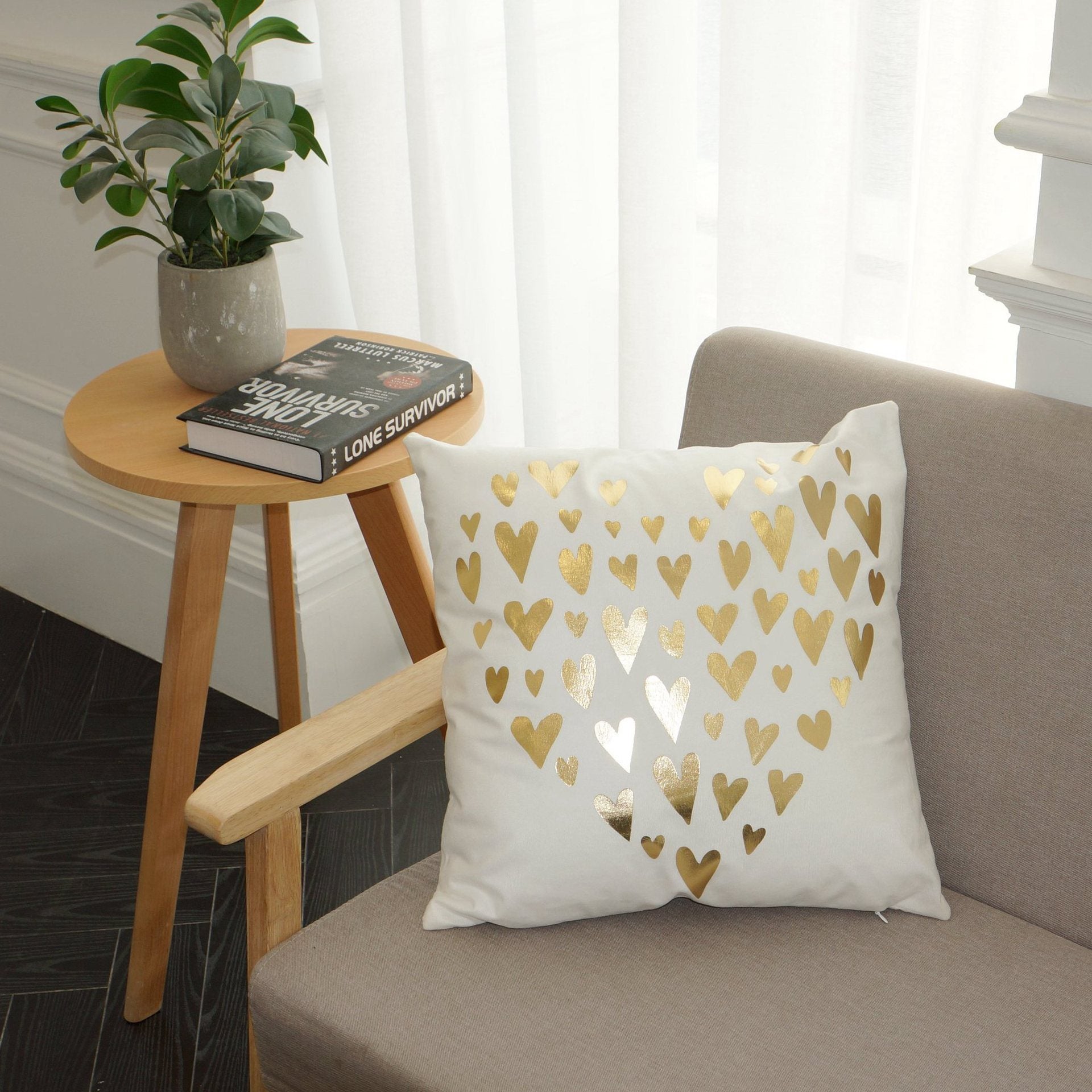 Scripted Gold Foil Pillow Covers-601-0029-S11-Theone Apparel