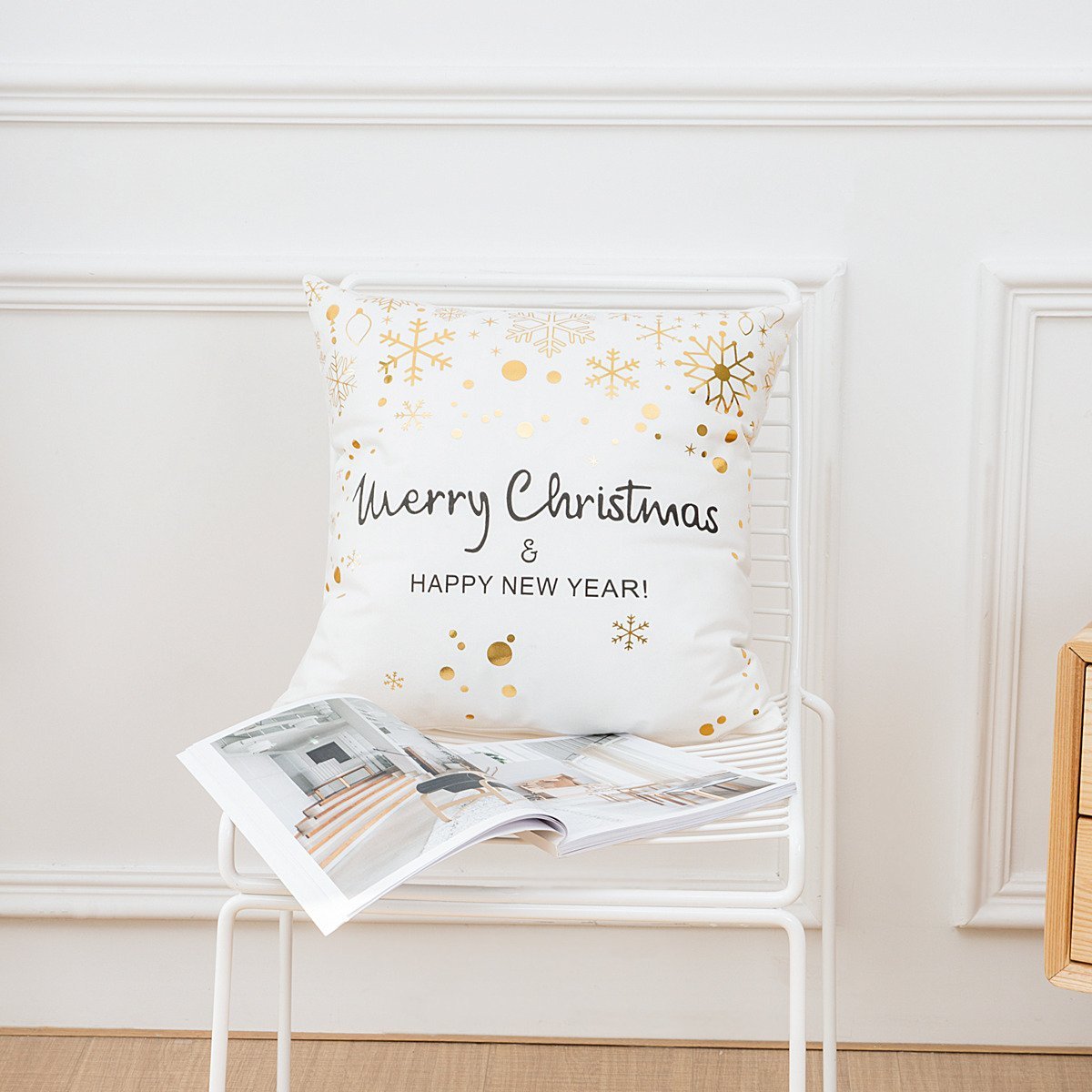 Scripted Gold Foil Pillow Covers