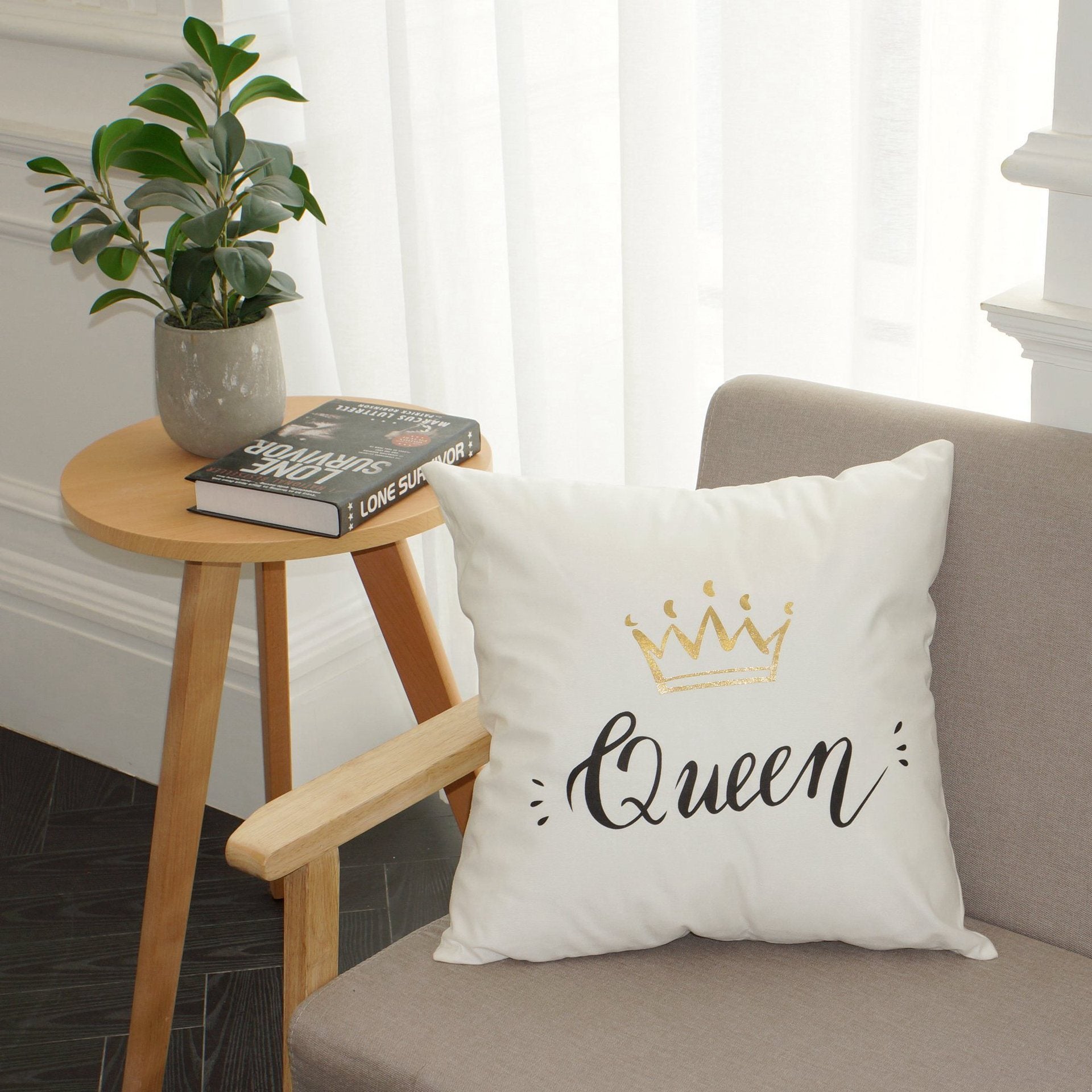 Scripted Gold Foil Pillow Covers