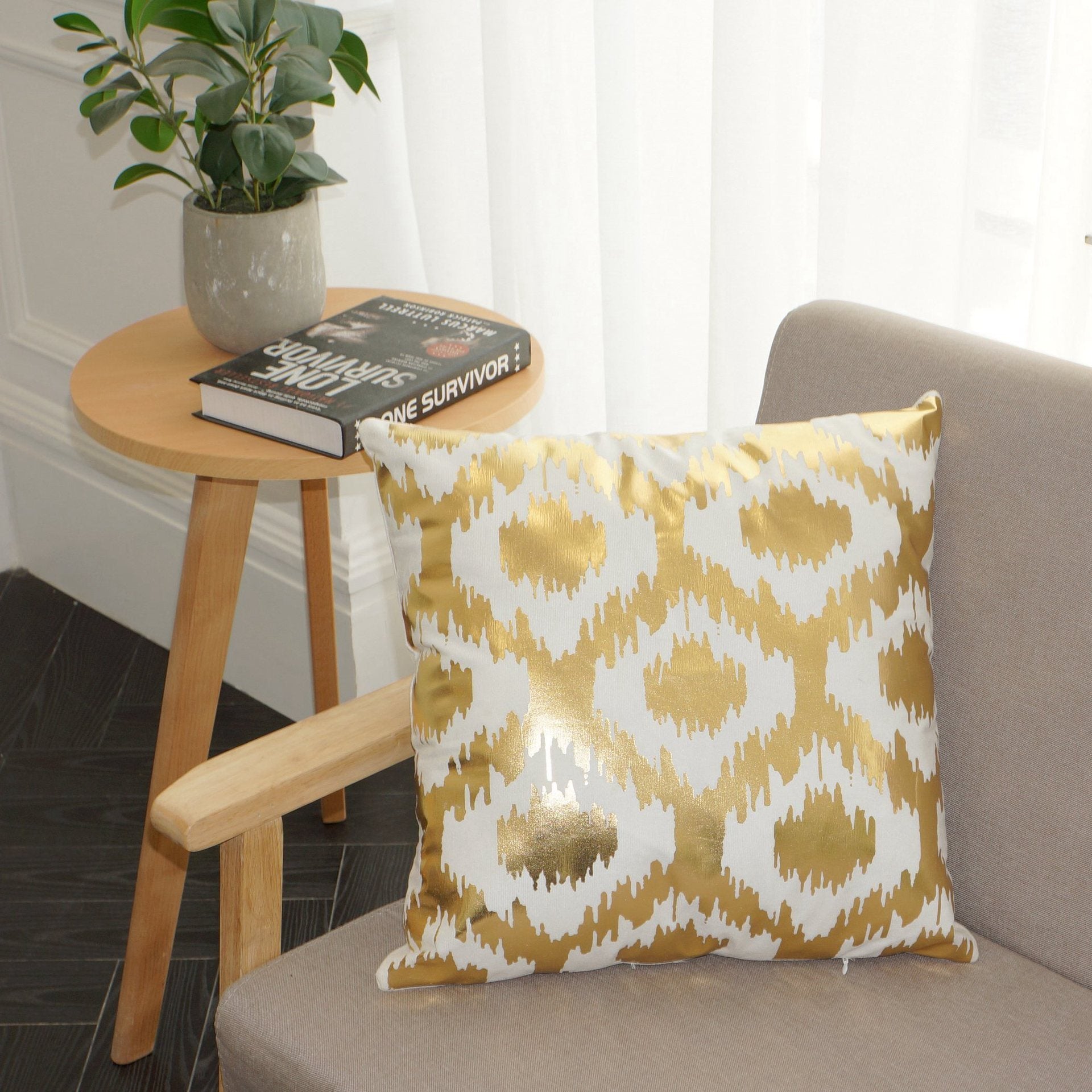 Scripted Gold Foil Pillow Covers