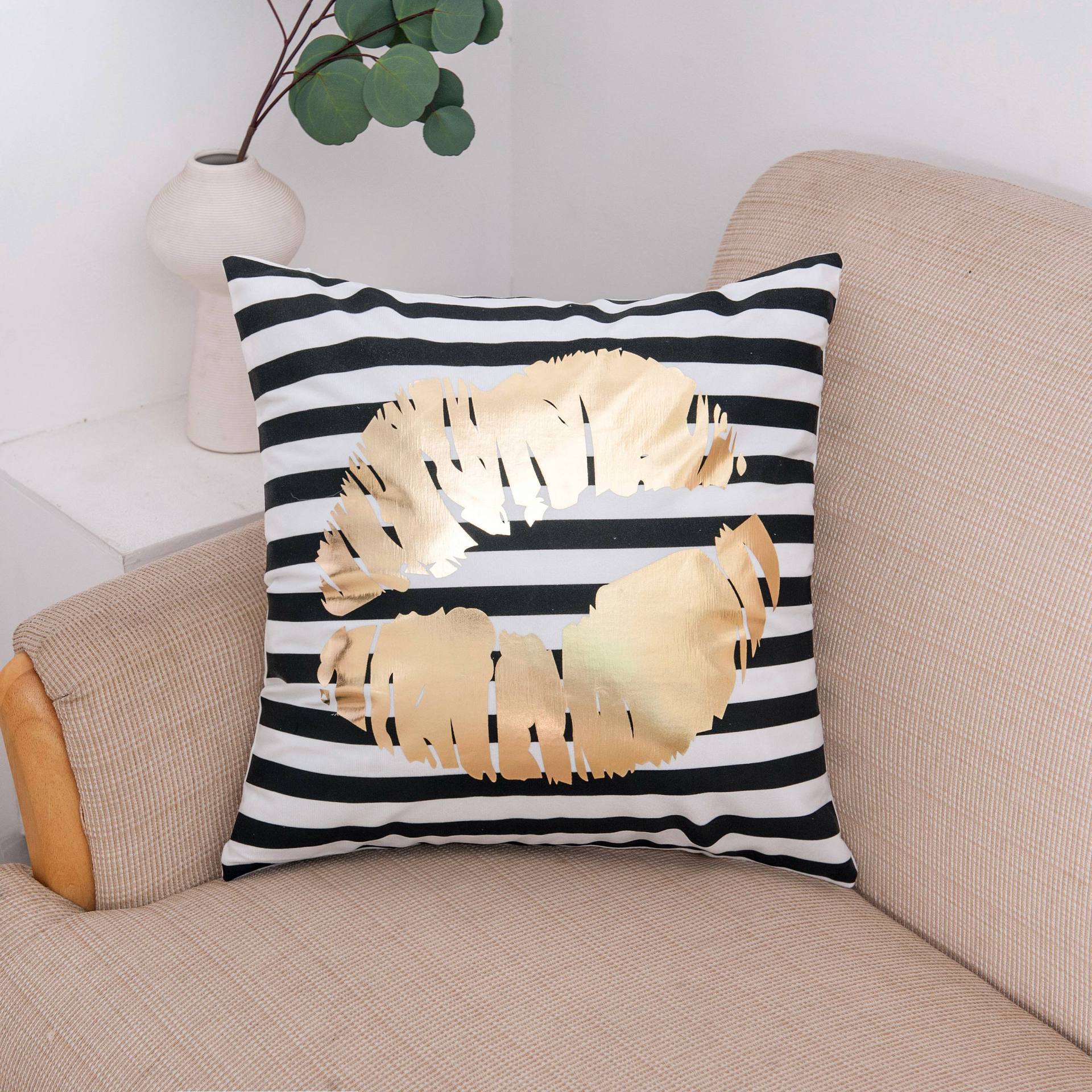 Scripted Gold Foil Pillow Covers