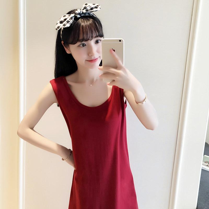 Sexy Solid Sleeveless Long Dress-Red-Theone Apparel