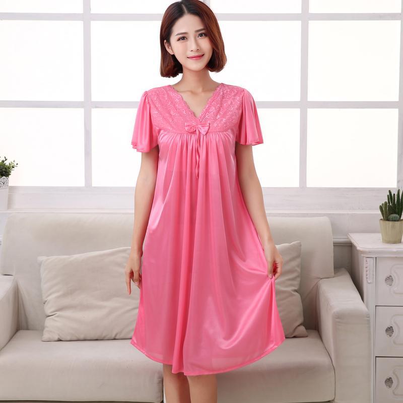 Short Sleeve Pleated Nightgown Dress-Theone Apparel