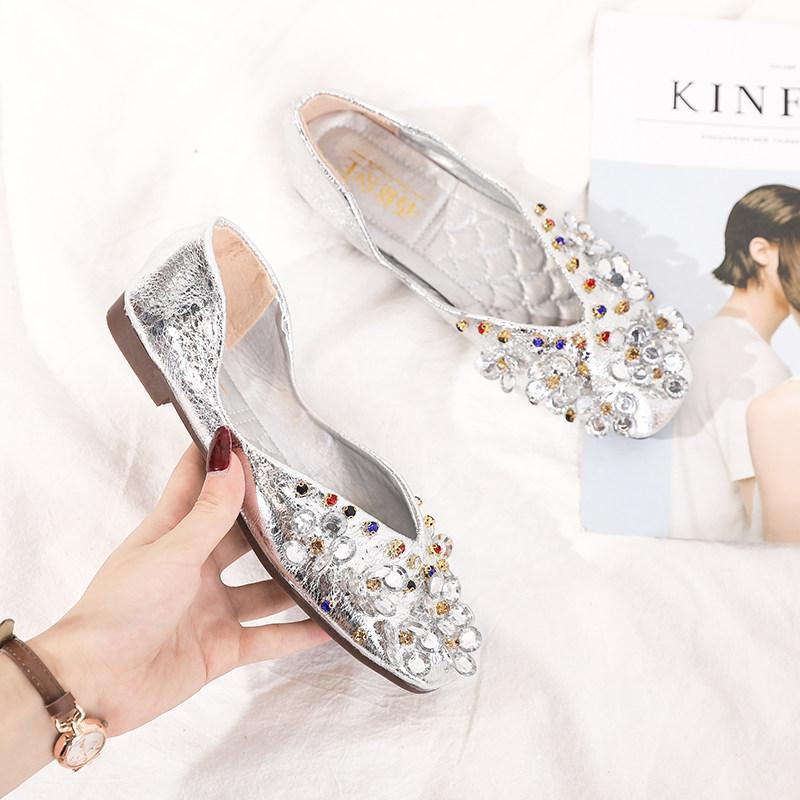 Juwelen metallic statement ballet flats