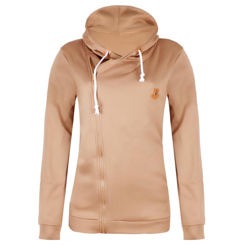 Size Zipper Pocketed Drawstring Hoodie