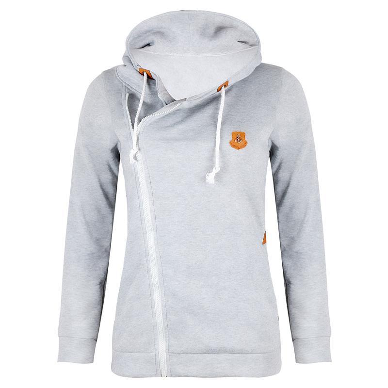 Size Zipper Pocketed Drawstring Hoodie-Light Gray-Theone Apparel