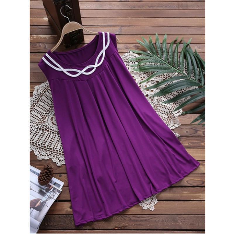 Sleeveless Pleated Neck Accent Top-Purple-Theone Apparel