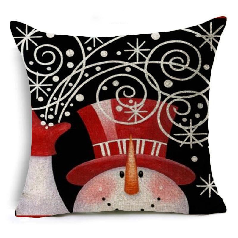 Smiling Snowman Holiday Pillow Covers-601-0057-S8-Theone Apparel