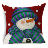 Fundas de almohada navideñas con muñeco de nieve sonriente
