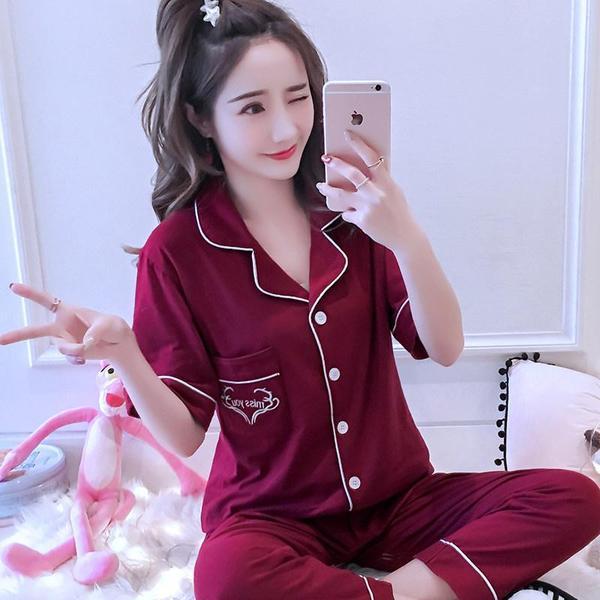 Sophisticated Button Up PJ Set-Red-Theone Apparel