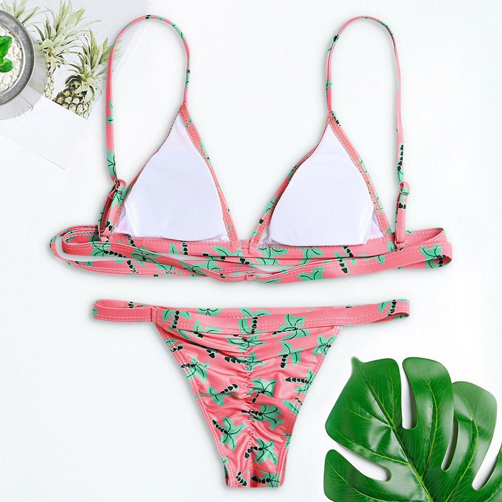 Spaghetti Strap Tree Print Bikini