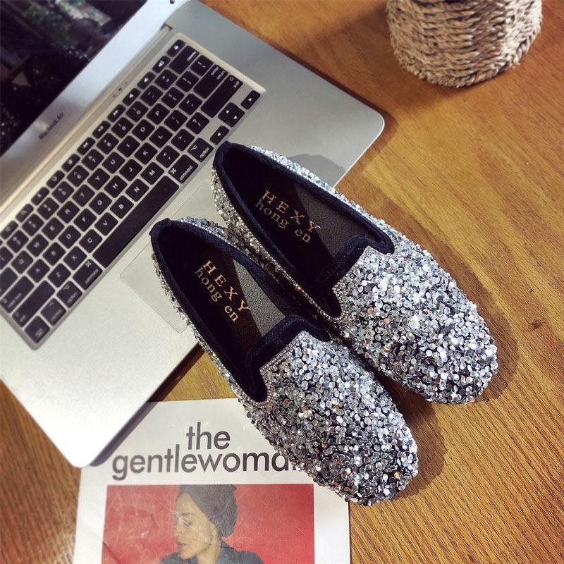Sparkly Sequin Sensation Loafer Shoes-Silver 2-Theone Apparel