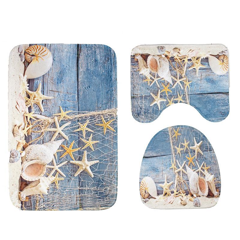 Starfish and Seubells Bath Mat Bath Set