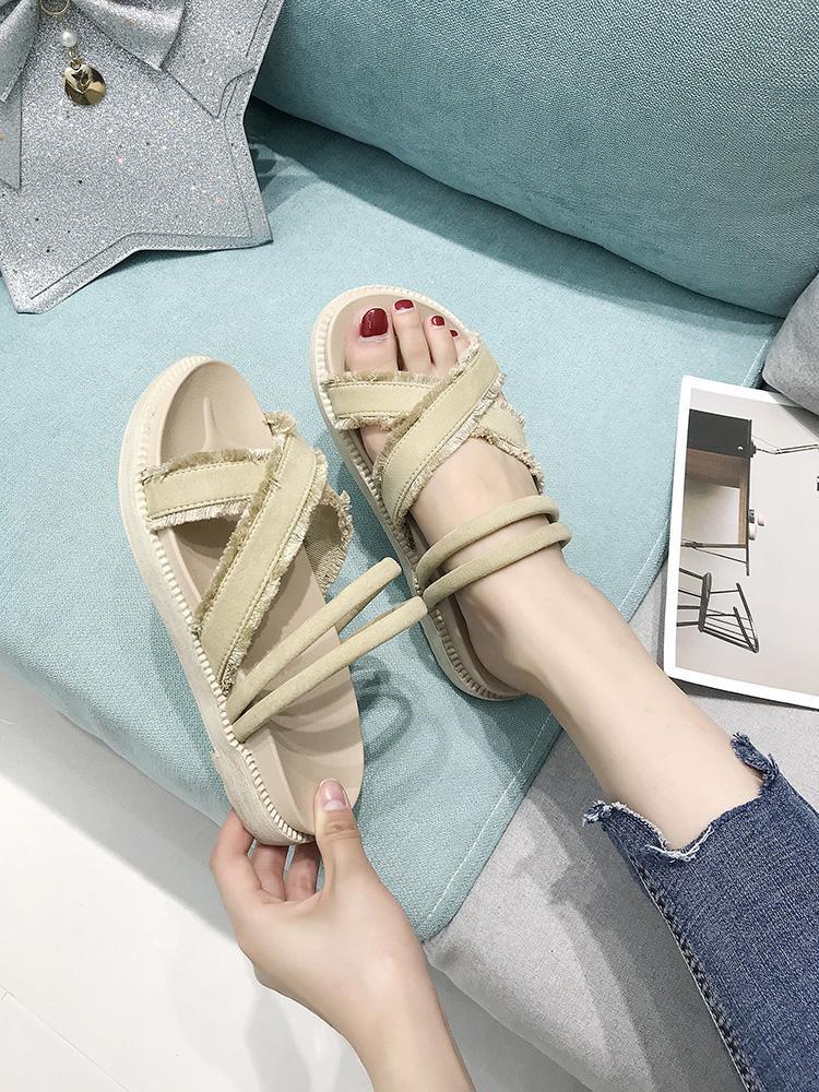 Strappy Fringe Trim Walking Sandal