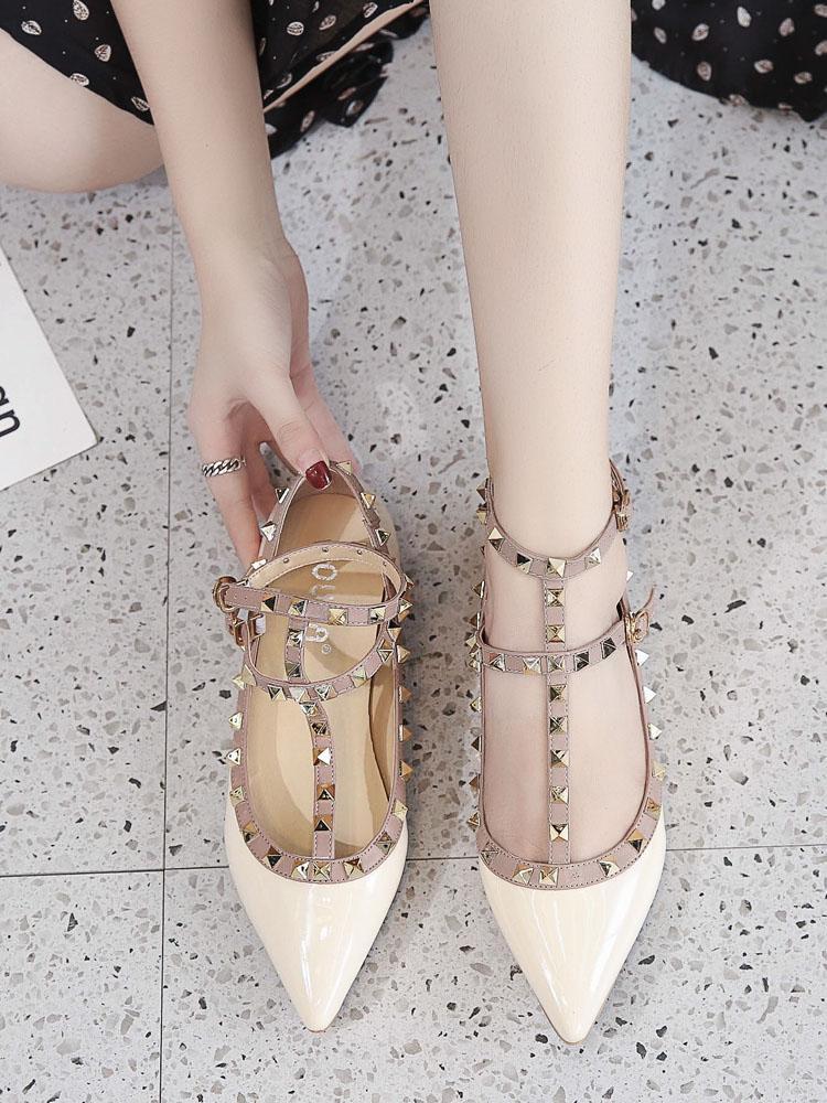 Studded Cage Ankle Fashion Flats