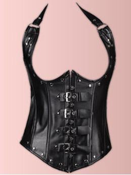 Studs & Buckles Sweetheart Halter Corset-Black-Theone Apparel