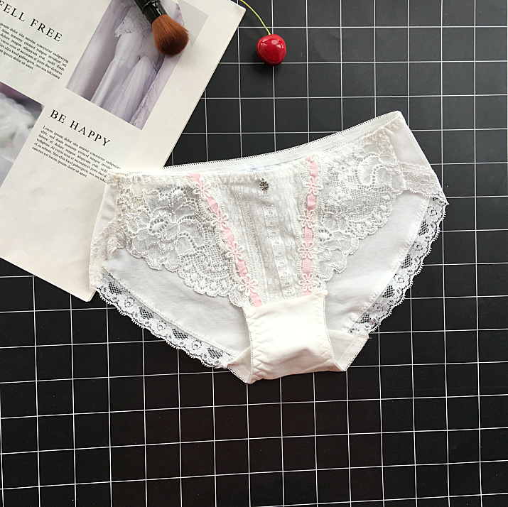 Traditional Cotton Semi Transparent Lace Panties-White-Theone Apparel