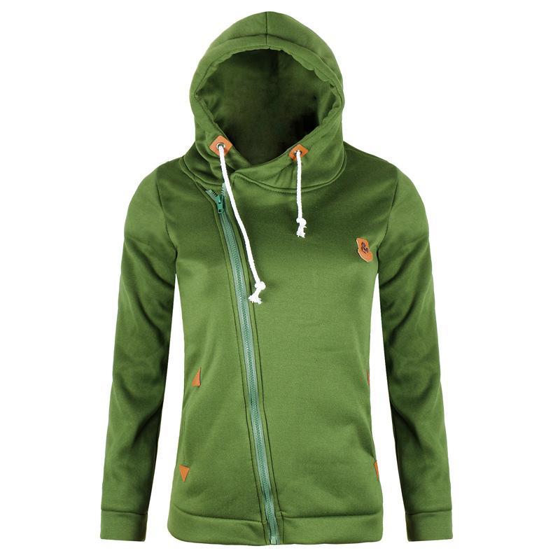Trendy Side Zip Drawstring Hoodie-Green-Theone Apparel