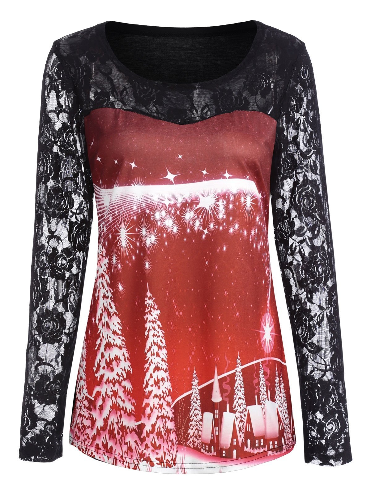 Ugly Red and Black Christmas Lace Shirt-Red-Theone Apparel