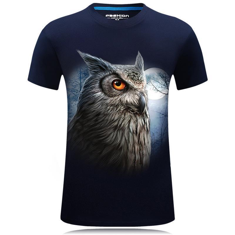 Wise Owl At Night Shirt-Blue-Theone Apparel