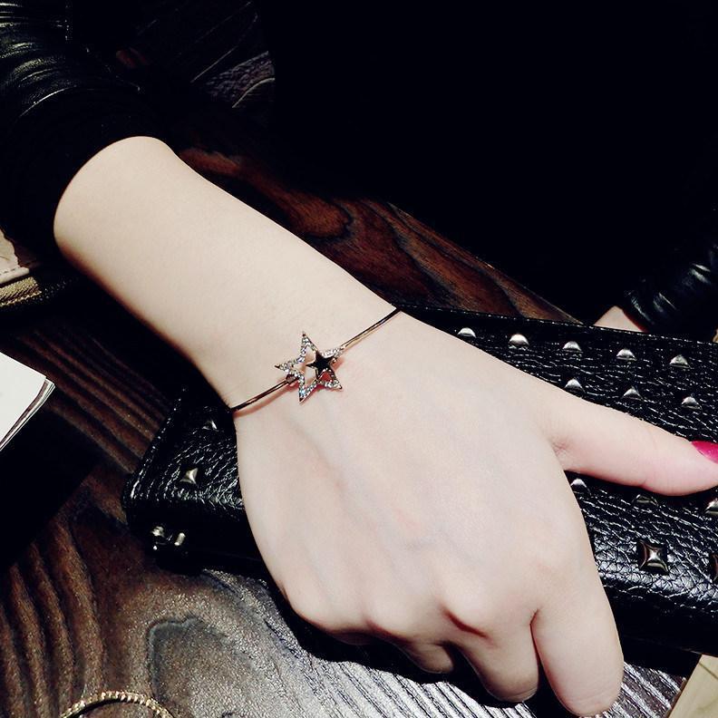 Wishing Star Slim Thin Bangle Bracelet-Silver-Theone Apparel