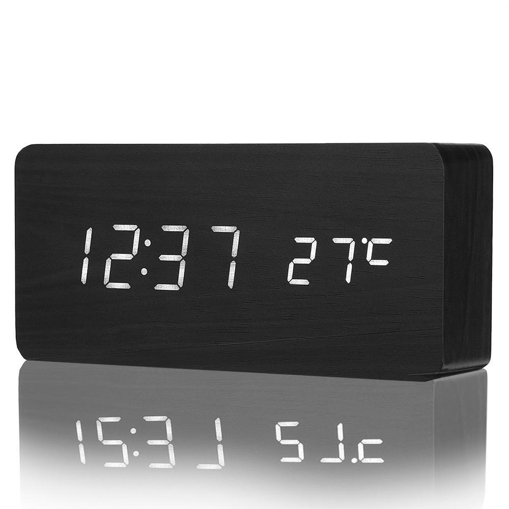 Wooden Alarm Clock With Thermometer-White-Theone Apparel