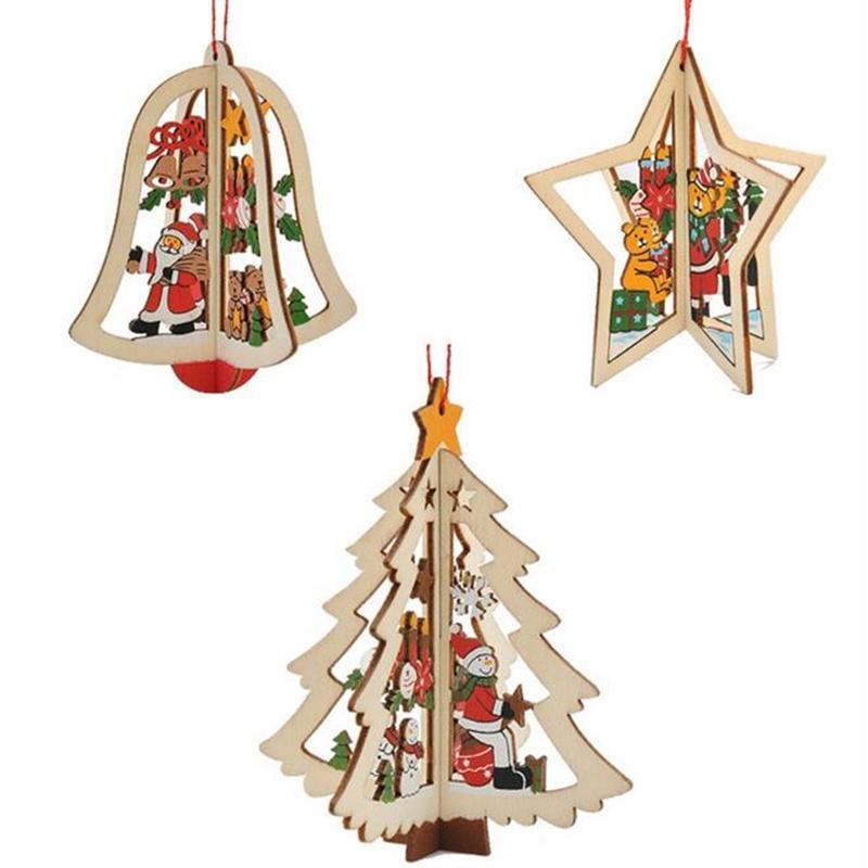 Adornos navideños con campanas de madera