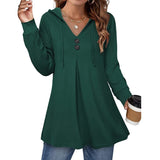 A-Line Tunic with V-neck and Buttons - THEONE APPAREL
