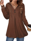 A-Line Tunic with V-neck and Buttons - THEONE APPAREL