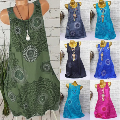 Abstract Mandala Print Summer Dress - THEONE APPAREL