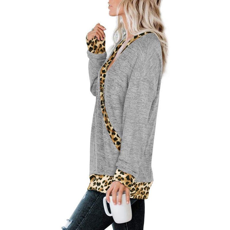 Animal Print Long Sleeve Wrap Sweater - THEONE APPAREL