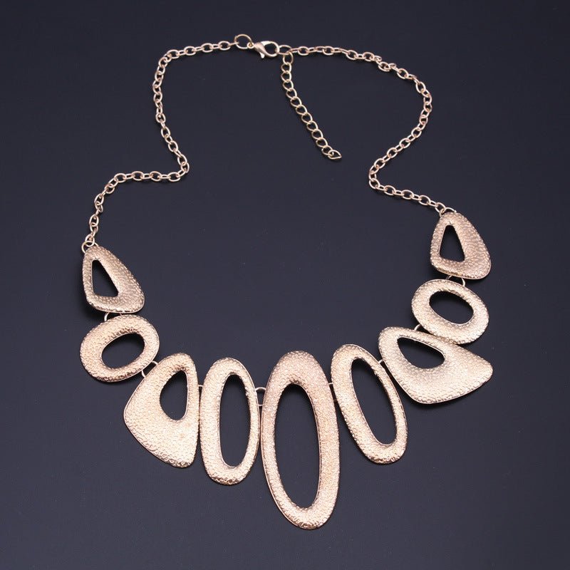 Asymmetrical Oval Metallic Modern Necklace - THEONE APPAREL