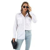 Asymmetrical Turn Down Collar Button Up With breast Pockets - THEONE APPAREL