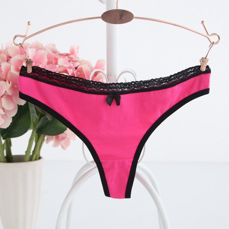 Basic Lace Trim Thong Panty - THEONE APPAREL