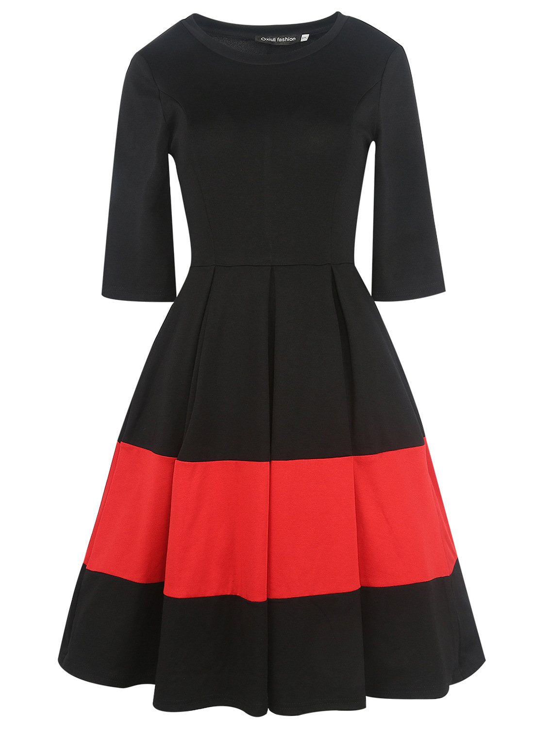 Black & Red Pleated A-Line Dress - THEONE APPAREL