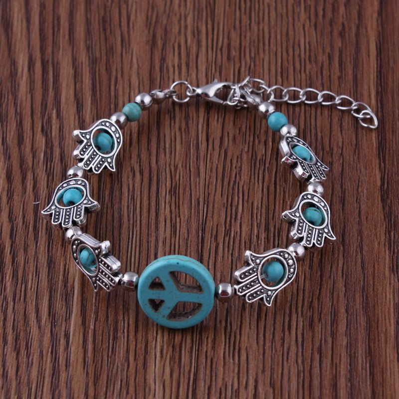 Blue Peace Sign Hamsa Bracelet - THEONE APPAREL